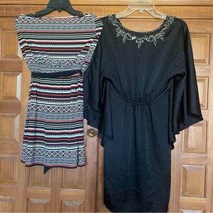 Bundle one NWT and the Other EUC Black Embellished Dress and Striped Dress Set